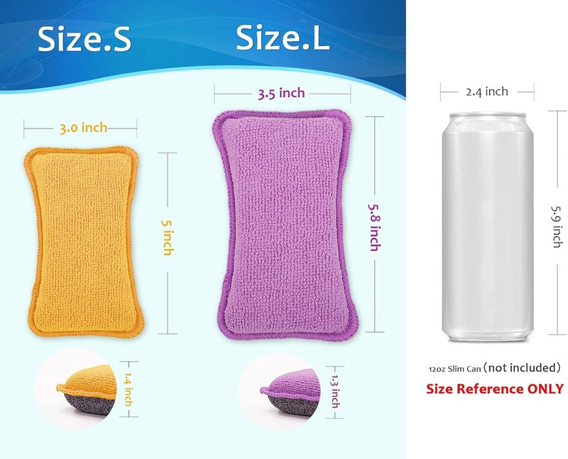 UPSTAR Kitchen Sponges for Dishes, Microfiber Cleaning Scrubber, Non-Scratch Scrubbies for Dishwashing and Bathroom, Size L Pack of 4 - Image 3